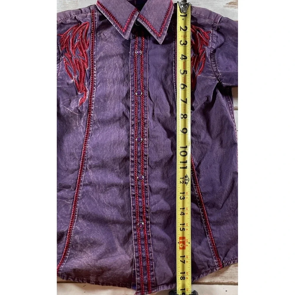 Platini Black Label Kids' Size 4 Purple and‎ Red Button-Up Shirt